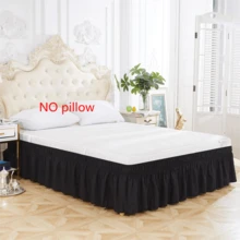 1 Stück gerüschter elastischer Bettrock mit kleinem Blume Muster, eleganter Damenstil, geeignet für Schlafzimmer, Hotel, alle Jahreszeiten - Schwarz - Übersicht 4