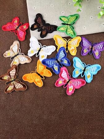 12pcs - 6.7cm Butterfly Patch Stickers - Clothing Iron-On Patches - Essential Clothing Patches - Fashion Embroidered Patches, Butterfly Embroidered Cloth Patches, Backing Adhesive Embroidered Patches For DIY Repair Holes, Versatile Embroidered Clothing Accessories, A Fashionable Way To Add Details To Your Outfits