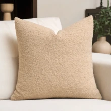 1pc Curly Faux Fur Pillow Cover, Soft Sherpa Fleece Decorative Cushion Cover, Suitable For All Seasons, Can Be Used As A Gift