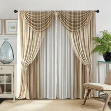 2 piezas de cortinas modernas elegantes de poliéster con diseño de degradado de cuatro estaciones, 100% poliéster, filtradora de luz, lavables a máquina, con bolsillo para barra, para dormitorio, oficina, cocina, sala de estar, estudio, decoración del hogar - Multicolor - Ver 14