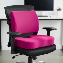 1 Set Langsam-Rückprall Memory-Schaum Stützkissen für Lendenwirbel und Rückenlehne, geeignet für Bürostuhle, Autositze, Büro Lenden- und Rückenstütze, waschbar, abnehmbar, schwarz, Mesh-Gewebe, Samt, Größe 45*35*17cm