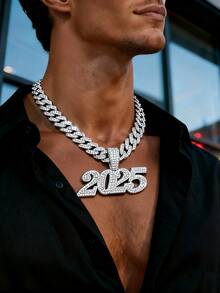 1 件时尚创意 2025 形状吊坠项链,嘻哈复古项链适合派对或日常佩戴,2025 新年礼物珠宝 - 數位吊墜 - 查看 10