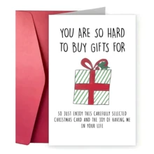 1pc Christmas Greeting Humor, "It's Hard To Buy Gifts" Theme, Cartoon Pattern, Suitable For Anyone, Festive Paper Card With Red Envelope, For Family, Spouse Or Partner - Multicolor - View 5
