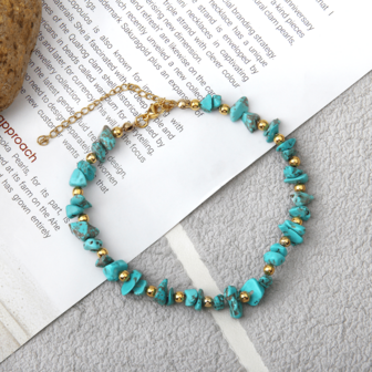 1 件波西米亚女士天然石脚链 - 不对称天然石珠，适合海滩、派对和礼物、海滩配饰、女士礼物