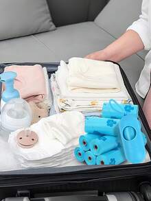 60 bolsas desechables para pañales de bebé, bolsas organizadoras de pañales de viaje, bolsas para pañales desechables con 1 soporte de bolsa para pañales incluido