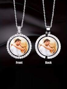 1 colar com pingente redondo personalizado com foto faça você mesmo - zircônia brilhante incrustada, joia significativa para presentear - fácil de montar, hipoalergênico, sem níquel e durável - Multicolorido 2 - Ver 6