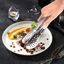 2 Pieces  Stainless Steel Barbecue Tongs ( Silver) Optional, Kitchen Tongs, Food Tongs, Bread Tongs, Steak Tongs, Korean Barbecue Tongs, Long Handle  Barbecue Tongs, Corrosion-Resistant And Non-Deformable - Silver - View 5