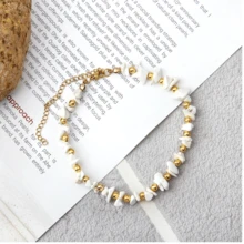 1pc Bohemian Women's Natural Stone Anklet - Asymmetrical Natural Stone Beads, Suitable For Beach, Party And Gifts, Beach Accessories, Gift For Women