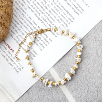 1pc Bohemian Women's Natural Stone Anklet - Asymmetrical Natural Stone Beads, Suitable For Beach, Party And Gifts, Beach Accessories, Gift For Women