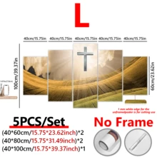 5 pièces/set Affiches d'art mural moderne, affiches sur canevas religieuses encadrées ou non encadrées, peinture de paysage de prairie avec croix, ensemble d'impressions d'images modulaires sur canevas, peinture murale œuvre d'art imperméable et sans odeur pour cadeau à la famille et aux amis, chambre à coucher, salon, décoration murale, décoration de la maison et du dortoir