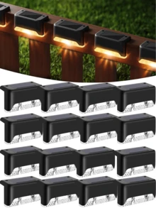 16 paquetes de luces solares para exteriores, luces decorativas impermeables para exteriores, luces solares para jardín, luces solares para vallas, luces solares para escaleras, luces LED de ambiente navideño, para escaleras, vallas, jardín, balcón, patio y senderos exteriores