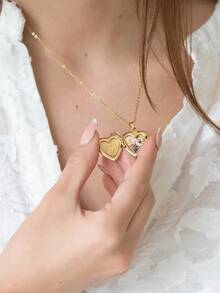 1 Customized Photo Love Photo Box Necklace, Customized Text And Photos, Openable Storage Cabinet, Pet Souvenir, Valentine's Day, New Year's Christmas, Friends, Classmates, Back To School Season, Ideal Perfect Commemorative Gift For Her/Him - Multicolor 3 - View 2