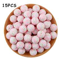 15pcs, Silicone Beads (15mm Printed Silicone Beads), Suitable For DIY Handmade Bead Pens, Keychain Pendants, Etc - Multicolor - View 21