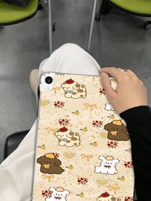 1pc Cute Dog Line Art, Bowknot, Yellow Cartoon Textured Shockproof Protective Case For Galaxy Tab A7 LITE - Multicolor - View 2