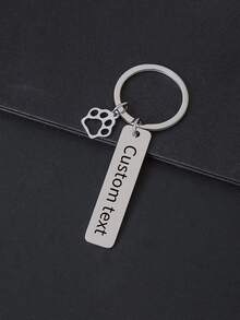 Double Sided Custom Laser Engraved Long Strip Keychain, Personalized Text/Phone/Message, Classic, Simple Metal Keychain, Boy's Fashion Accessory, Anti Loss Double-Sided Design, Children's Backpack Pendant, Pet Pendant, Christmas Gift