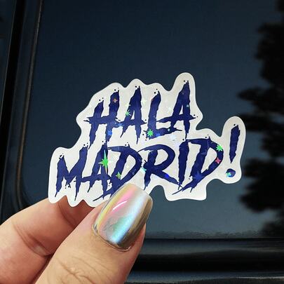 1pc/3pcs Hala Madrid Durable Plastic Stickers - For Laptops, Water Bottles, Cars, Trucks, SUVs, Motorcycles, Windows, Walls – Spanish Football Club Merchandise