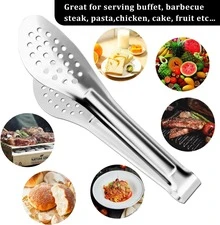 2 Pieces  Stainless Steel Barbecue Tongs ( Silver) Optional, Kitchen Tongs, Food Tongs, Bread Tongs, Steak Tongs, Korean Barbecue Tongs, Long Handle  Barbecue Tongs, Corrosion-Resistant And Non-Deformable - Silver - View 4