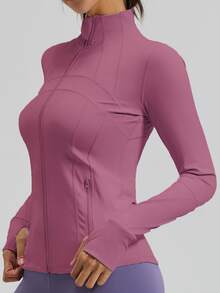 Women's Slim Fit Zip - Up Sports Jacket With 2 ZipperPockets, Lightweight & Stretchy For Yoga, Gym - Hồng - Xem 3