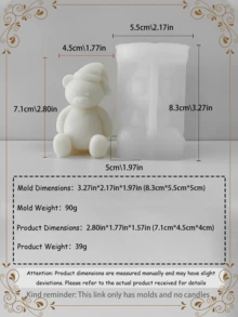 1-Piece Set Of Silicone Candle Molds For Christmas Teddy Bears! DIY Cartoon Teddy Bear Aromatherapy Candle/Scented Stone Souvenir, Easy To Demold And Reusable, A Cute And Fun Christmas Homemade Gift Artifact! - White - View 12
