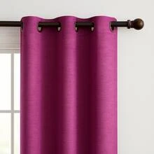 Luxury Glow Faux Silk Curtain Panel-1 Panel, 8 Grommets, 14 Colors, Elegant & Light Blocking  54 X 84 Inches - Màu đỏ tươi - Xem 2