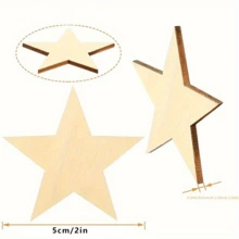 20/40 件 2 英寸木制星星家居装饰，木制星星圣诞婚礼派对 DIY 工艺品，家庭聚会装饰，节日派对 - 杏色 - 查看 2