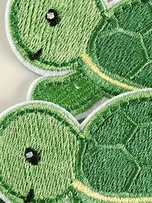 3pcs Green Turtle Iron-On Patches - Embroidered Patches For Clothing, Backpacks, Hats, Etc. - Casual Style - Made Of Polyester, Computer Embroidered, Cartoon Animal & Fruit Fabric Patches, Clothing Accessories, Decoration For Hats And Journals, Embroidery Patches - Multicolor - View 5