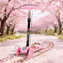 Patín Del Diablo Plegable para Niños | 3 Ruedas + Luz en Llantas + Freno Trasero, Se guridad Garantizada | Patinete para Niñas y Niños, Juguete Ideal para Día del Niño, Un regalo de Navidad y también para el cumpleaños del niño - Rosa - Ver 8