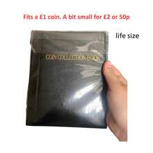 1 英镑小硬币硬币相册，硬币收藏书夹，大容量皮革封面，带金箔压花，适合收藏家，美国硬币，一分钱，一分硬币，一角硬币，五分钱硬币，四分之一美元硬币，小徽章，纪念币收纳盒 30 毫米，返校，秋季装饰，秋季装饰，圣诞节礼物，万圣节礼物 - 彩色 - 查看 3