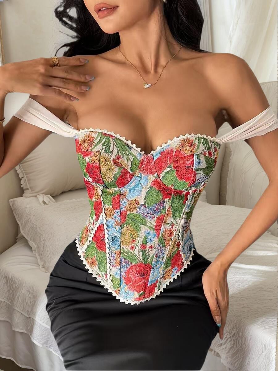 1pc Valentine's Day Women's Sexy Fishbone Corset Top, Vintage French Classic Powder Blue Lace Bustier, Women's Palace Style Body Shaper,Palace Style Women Corset Belt Accessories For Ladies For Dress Western Cowboy Cowgirl Country Wear Vintage Pink Belt Women Corset Belt For Dress,Waist Trainer Waist-Shaping For Waist Slimming And Tummy Control - 粉紅藍 - 查看 1