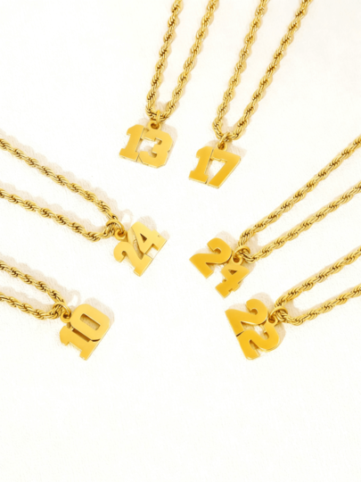 قلادة معلق رقم بسلسلة حبل من الفولاذ المقاوم للصدأ بطراز عتيق للرجال كهدية