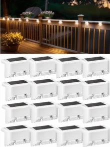 4/16 Packs Outdoor Solar Deck Lights, Waterproof Outdoor Decorate Lights, Solar Garden Lights, Outdoor Fence Lights, Solar Step Lights, Warm LED Lights, For Outdoor Stairs, Step, Fence, Garden, Balcony, Yard, Patio, And Pathway(White) Halloween Christmas Thanksgiving Gift