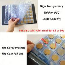 1 英镑小硬币硬币相册，硬币收藏书夹，大容量皮革封面，带金箔压花，适合收藏家，美国硬币，一分钱，一分硬币，一角硬币，五分钱硬币，四分之一美元硬币，小徽章，纪念币收纳盒 30 毫米，返校，秋季装饰，秋季装饰，圣诞节礼物，万圣节礼物 - 彩色 - 查看 7