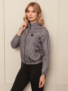 Women's Microfiber Jacket With Water Resistance And UV Protection - Versatility, Comfort, Fitness Style, Gym - Grey - View 4