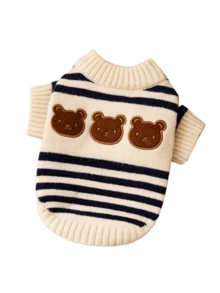 Autumn/Winter New Striped Warm Sweater For Small/Medium Pets, Teddy Bear Design - Blue - View 6