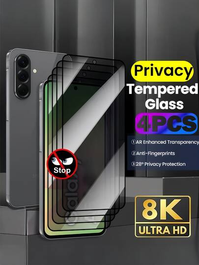4 piezas Película de protección de pantalla de vidrio templado con privacidad anti espionaje compatible con Samsung Galaxy/compatible con Xiaomi/Redmi/compatible con Huawei/Honor/POCO, resistente a caídas, resistente a arañazos, fácil de pegar, resistente a arañazos, protector de pantalla de vidrio templado con cobertura completa del borde