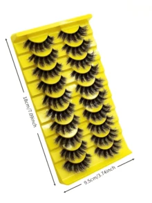 10 Pairs False Eyelashes Clear Band Russian Strip Lashes D Curl Wispy Natural Look 16mm Curly Faux Mink Lashes Like Eyelash Extension Fluffy Transparent Band Cat Eye Look Fake Tail Elongated Eyelashes Pack Strip Lashes, Lashes, Eyelashes, Fake Lashes - 黑色 - 查看 5