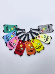 行李牌-软橡胶可爱行李牌防丢地址卡通物流托运行李牌万圣节配饰教师节包包配饰带身份证夹的挂绳汽车配饰包包挂饰圣诞礼物 - 旅行牌 - 查看 6