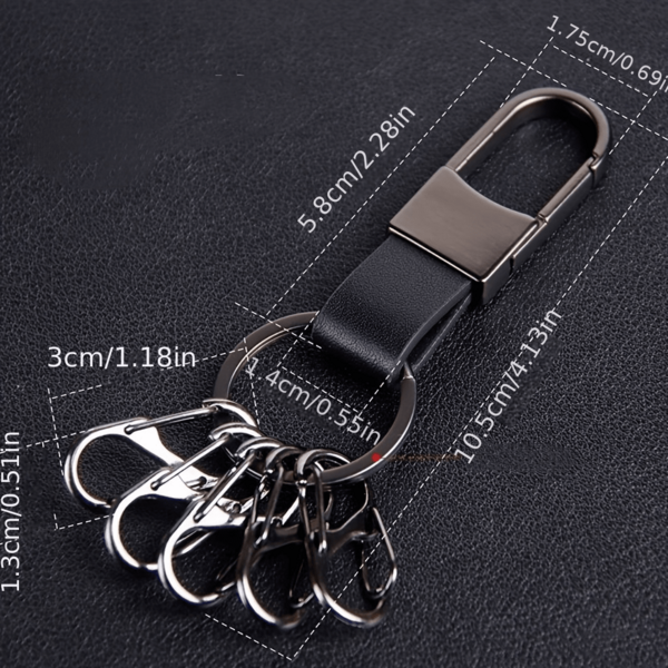 1 Set multifunktionaler Schlüsselanhänger mit Schnellverschluss, praktische Kategorisierung mit mehreren Ringen & Haken, luxuriöser minimalistischer Schlüsselanhänger aus Metall (1 großer Ring + 5 kleine abnehmbare Haken) Taschenbaumler, Geschenkideen für Auto, Lehrer, Freundin, Schwester