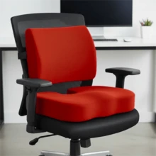 1 Set Langsam-Rückprall Memory-Schaum Stützkissen für Lendenwirbel und Rückenlehne, geeignet für Bürostuhle, Autositze, Büro Lenden- und Rückenstütze, waschbar, abnehmbar, schwarz, Mesh-Gewebe, Samt, Größe 45*35*17cm