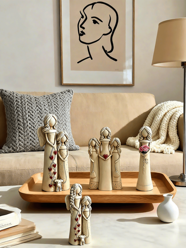 Mother And Daughter Angel Resin Statue, Family Angel Statue - Long-Lasting Collection Statue, Warm Angel Resin Statue Home Statue For Mother And Daughter