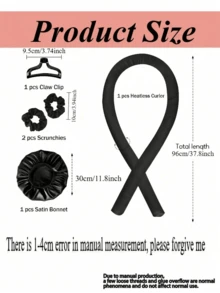 5pcs/Set No Heat Hair Curler And Satin Sleeping Cap Set, Heatless Hair Curling Headband, Hair Claw Clip, Hair Rings, Soft Sleeping Hat Includes Headband, Clip, Scrunchies & Bonnet For All Hair Types, Perfect For Long & Short Hair For Women Natural Curly - Multicolor - View 8