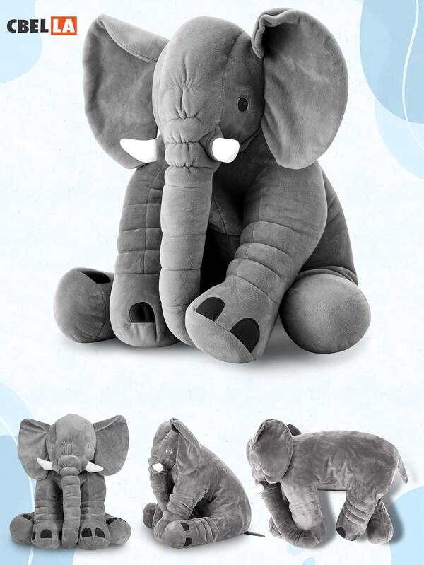 CasaBella Almohada de peluche de elefante gigante de 60 cm, gran animal de peluche suave, ideal para fiestas, ideal para niños, novias, decoración del hogar, regalos de Halloween y Navidad