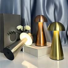 مصباح فطر بتصميم LED حديث قابل للشحن بلمسة، ثلاثي الألوان، مع بطارية ليثيوم بوليمر قابلة للشحن، مناسب لغرفة المعيشة والنوم والمطبخ والبار، مثالي لأجواء عيد الميلاد وعيد الهالوين - مصباح مكتبي قابل لإعادة الشحن - مشاهدة 2