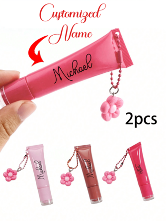 Custom Brand New Refillable Empty Squeeze Tube - Travel Portable Sampler, Equipped With A Cute Pink Flower Pendant, Can Be Hung On A Bag/Mobile Phone/Key, Customized With Your Own Exclusive Name, Portable Beauty Product Dispenser, Pink/Brown/Rose Red Tube Body + Translucent Jelly Cover, Full Of Girlish Heart, Suitable For Giving To Friends And Fans
