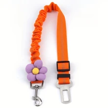 1pc Cute Pink Dog Car Seat Belt Leash With Floral Design - Adjustable, Reflective Harness For Pet Cats And Dogs, Multiple Colors Available, Travel Gear|Floral Pattern Leash|Adjustable Strap, Dog Accessories Dog Car Seat Car Seat Covers Dog Car Seat Cover Pet Car Seat