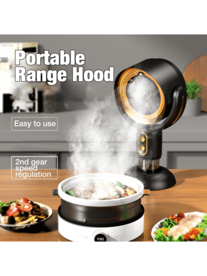 1 Portable Range Hood, Tabletop Range Hood With 2-Speed Exhaust Fan, Removable Aluminum Filter, Large Extractor Cup, Portable Kitchen Exhaust Fan, Suitable For Indoor Barbecue, Hot Pot Camping Travel Family