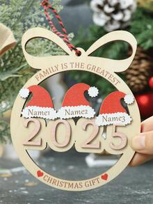 Ornamento natalizio personalizzato a forma di cappello di Babbo Natale, ornamento natalizio personalizzato per la famiglia Natale 2025, decorazioni per albero di Natale con testo personalizzabile, Buon Natale, Primo Natale, Ornamento con nome famiglia, decorazione natalizia per la casa, regali di Natale in legno personalizzati con 2-7 nomi, famiglia affettuosa, Natale, famiglia, papà, mamma