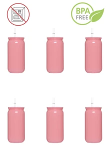 1PC/6pcs Colorful Plastic Cups With Lids And Straw PET Can Replacement For Water Bottle Shaped Cute Tumbler Drinking Plastic Cups For Party, Coffee, Milk Outdoor Sippy Cup Simple