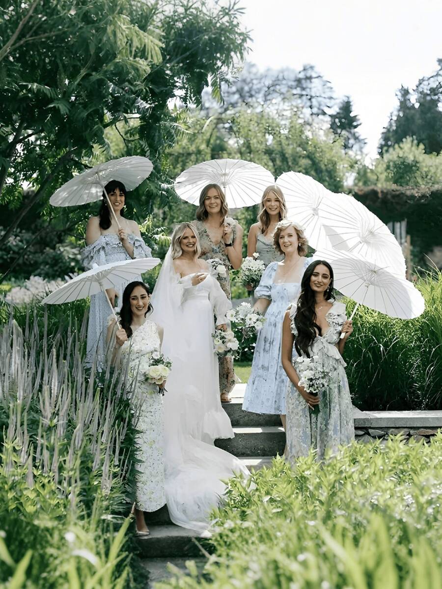 1pc Blank Oil Paper Umbrella For Wedding Photography, DIY Painting Bridesmaid Kids Toy Umbrella, Mini Paper Umbrella Photo Decor Prop