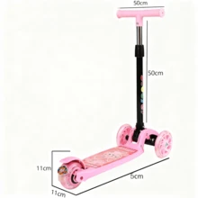 Patín Del Diablo Plegable para Niños | 3 Ruedas + Luz en Llantas + Freno Trasero, Se guridad Garantizada | Patinete para Niñas y Niños, Juguete Ideal para Día del Niño, Un regalo de Navidad y también para el cumpleaños del niño - Rosa - Ver 11